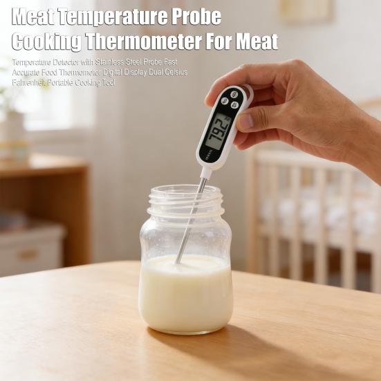 Temperature Detector 304 Stainless Steel Probe Fast Accurate Food Thermometer Digital Display Dual Celsius