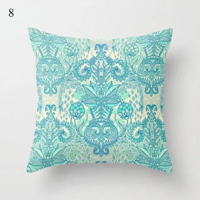 Mint Green Cushion Cover Geometric Printing Pattern Pillowcase 45*45Cm Living Room Bed Square Cushion Cover Decorative