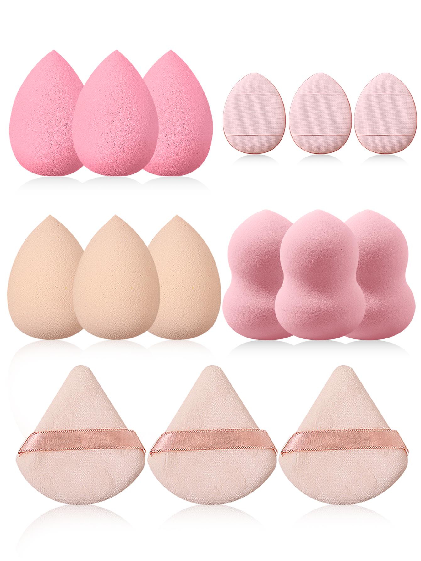 

15PCS Multifunctional Beauty Egg Makeup Sponge Set-6 Water Drop/Gourd BeautyEggs,3Triangle Powder Puffs,3Mini Thumb Powder Puffs розовый