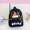 Cute Cartoon Capybara Bath Sun Letter Print Children Backpack For Preschool Children
