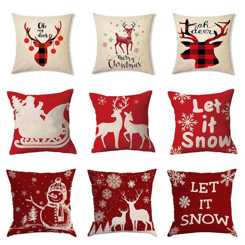 Christmas Pillowcase Red Elk Light Luxury Pillowcase Car Neck Cushion Home Pillowcase