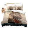 Pirate Duvet Cover Set Queen Sailboat Comforter Set Nautical Ocean Bedding Set Cool Style Quilt Cover Wave Print Decor Bedspread