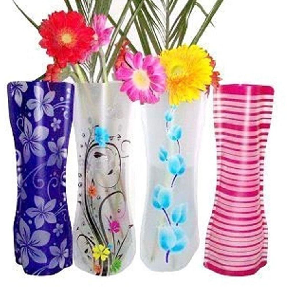 1PC Color Random PVC Folding Durable Flower Vase Foldable Flower Vase For Home Wedding Party Decoration Easy To Store Home Vase