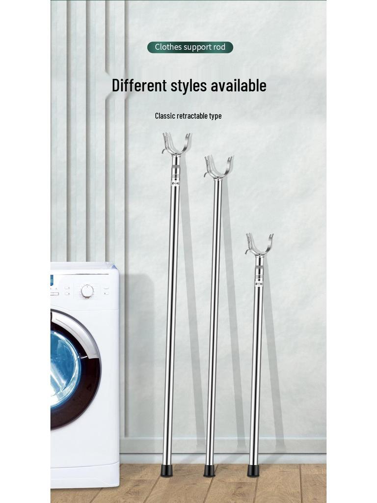 Extra Thick 304 Stainless Steel Retractable Clothes Drying Rod and Hanger for Household Use