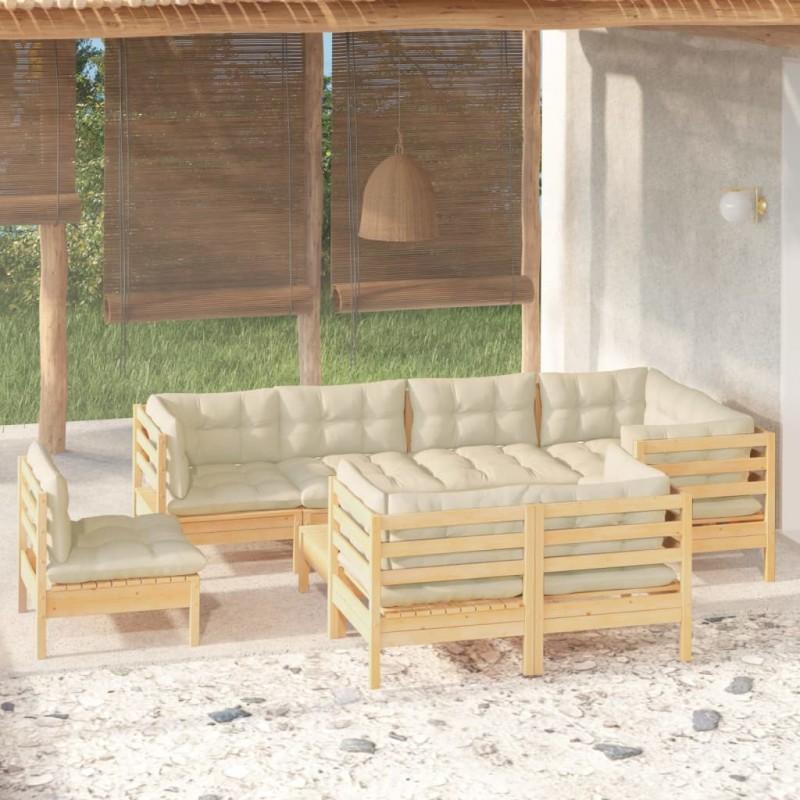 Day and Night - Day and Night Garden Furniture 9 Pieces and Cushions Solid Cream Pine Wood