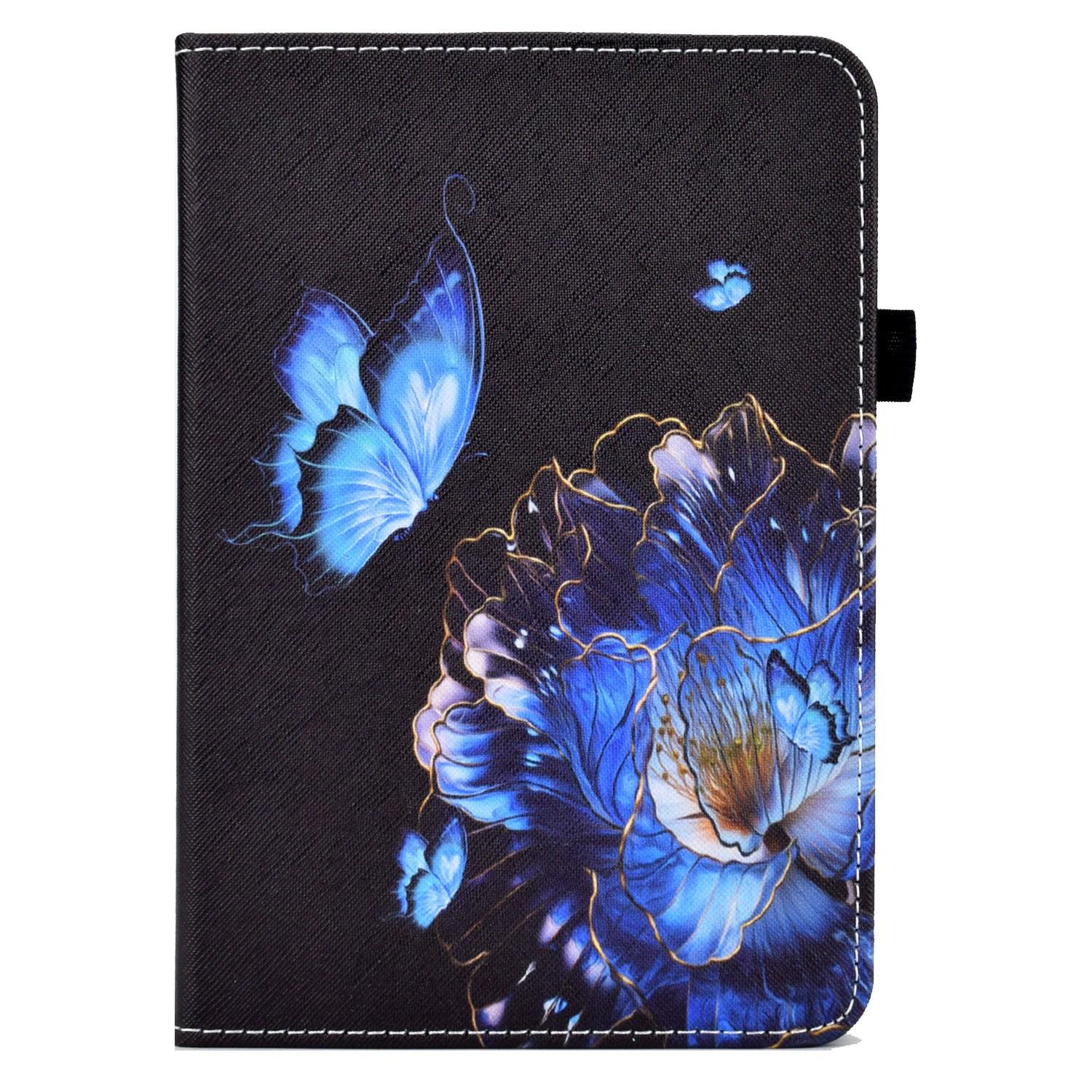 

For iPad (2025)/10.9 (2022) Pattern Printing Stitching Tablet Case PU Leather Card Slots Flip Stand Cover with Elastic Band Flower
