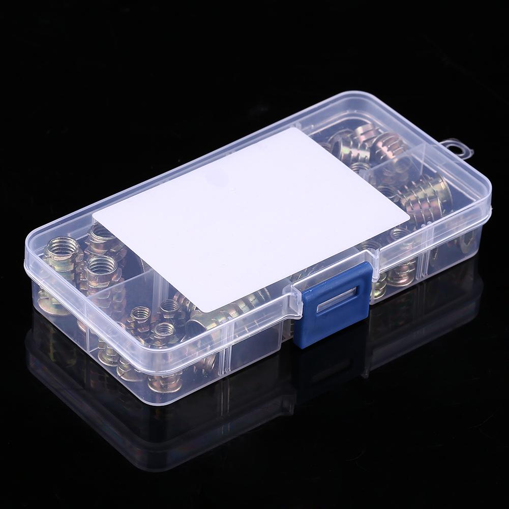 50pcs M4 M5 M6 M8 M10 Zinc Alloy Screw in Type Hex Drive Threaded Insert Nuts Assortment