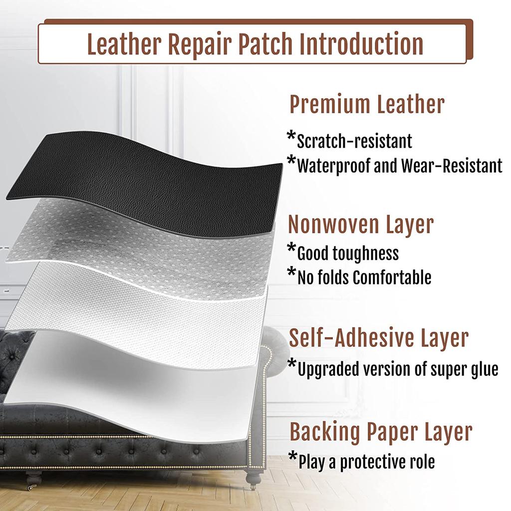 Self-Adhesive Furniture Shoes First Aid Patch Leather Patch DIY Black Self-Adhesive Leather Repair Tape for Sofa 50x137cm