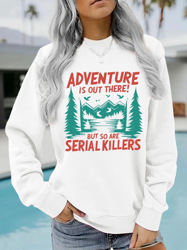 Adventure Print Women's Hoodie - New Autumn Style, Versatile, Round Neck