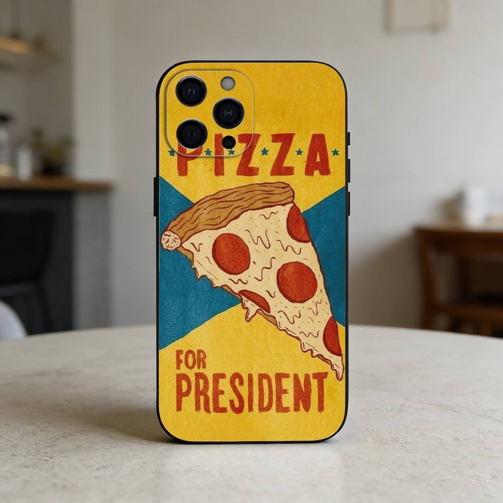 delicious cartoon pizza Phone Case For iPhone 17,16,15,14,13,12,11 Plus,Pro Max,SE4Soft Silicone Black Cover