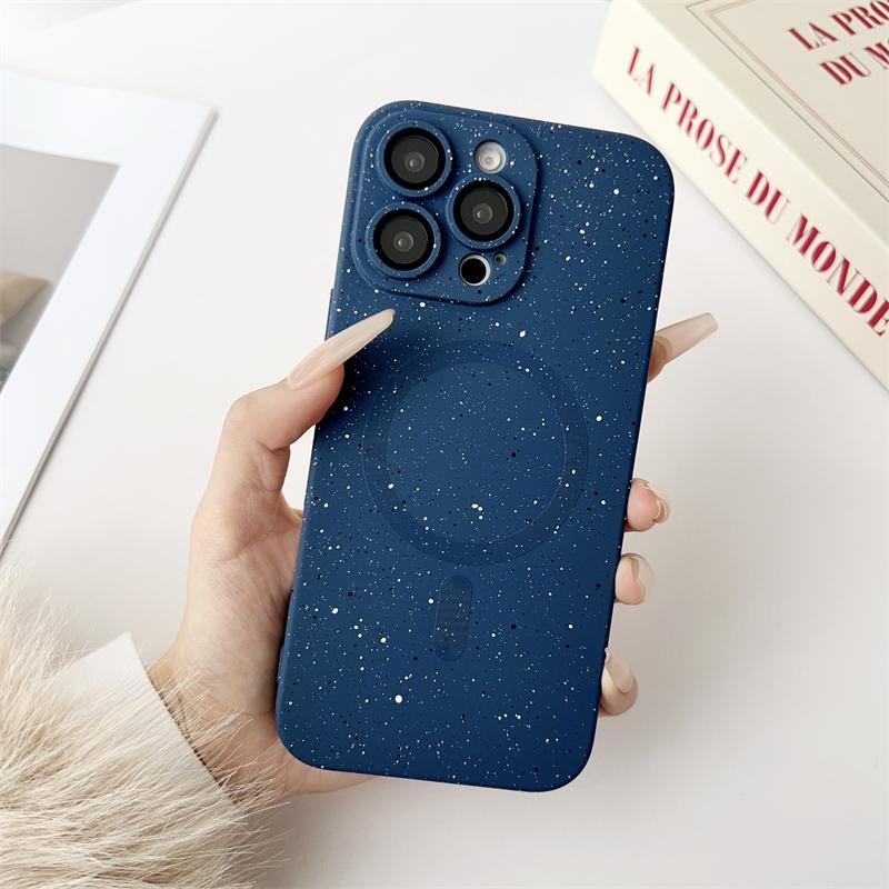 Ins Splashing Color Silicone Soft Phone Case For iPhone 16 15 14 Plus 13 12 11 Pro Max Magnetic For Magsafe Wireless Charge Capa