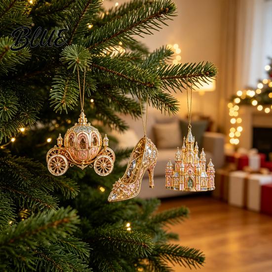 Celebration Tree Trim Christmas Magic Castle Hanging Ornament Acrylic Festive Holiday Decor Pendant for Durable Winter Ornament Home Party