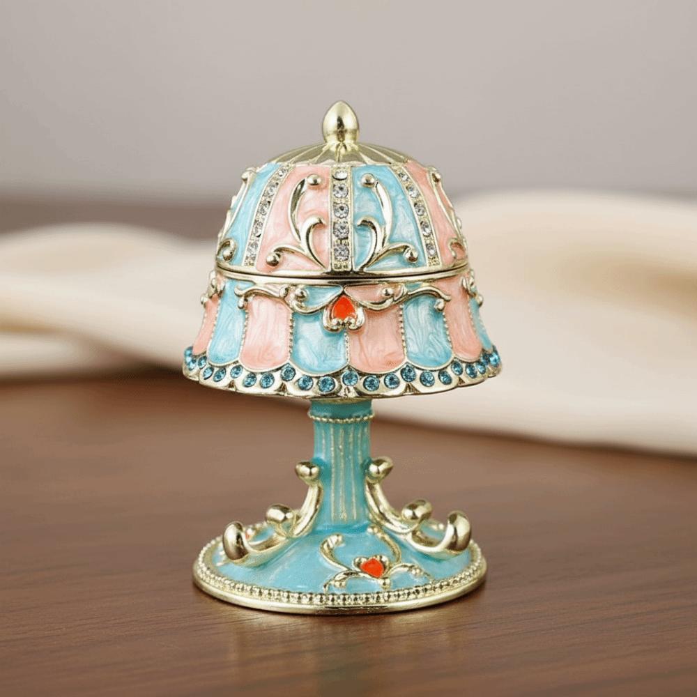 Hand-Painted Enamel Enamel Jewelry Box Metal Home Storage Ornament Table Lamp Jewelry Box