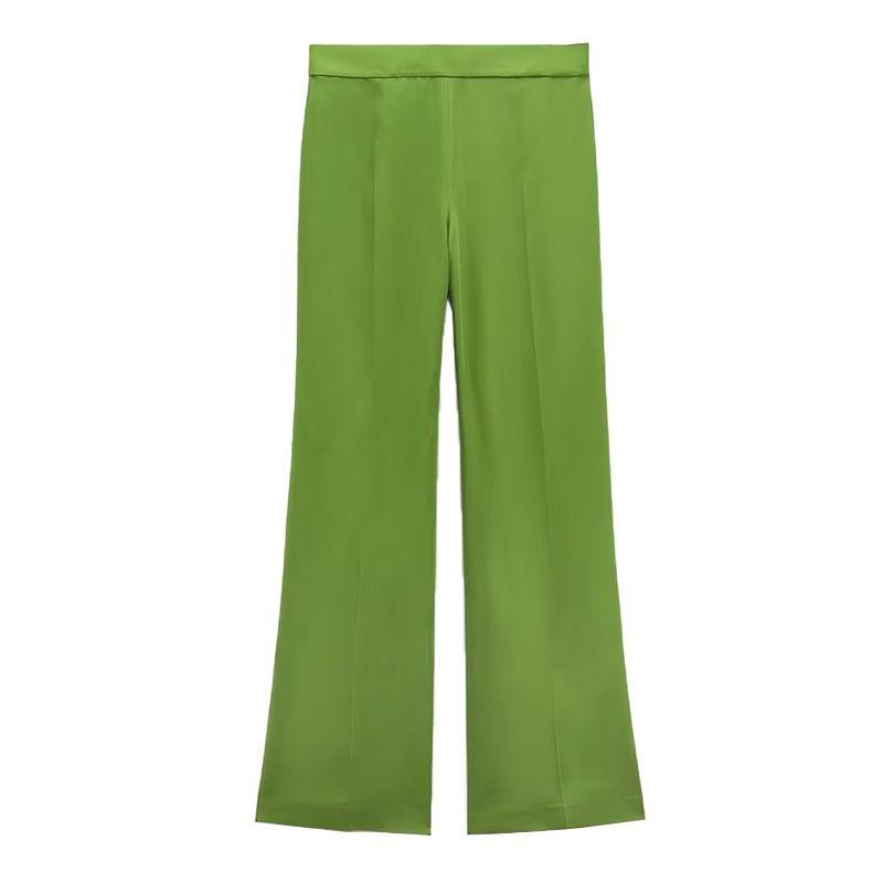

Draped Wide Leg Sleeveless Suit Outwear Vest Pants Apple Green Pants L