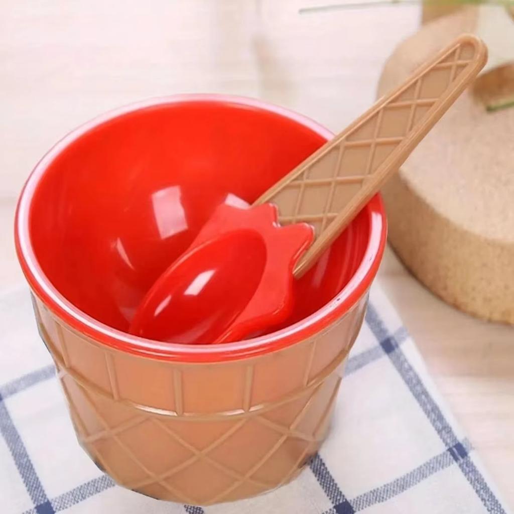 7pcs Vibrant Color Ice Cream Bowls with Spoons Dessert Sundae Dishes Set for Birthday Holiday Party Ice Cream Favor Gift Decor