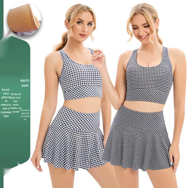 

Women s Sleeveless Sports Bra and Tennis Skirt Set S