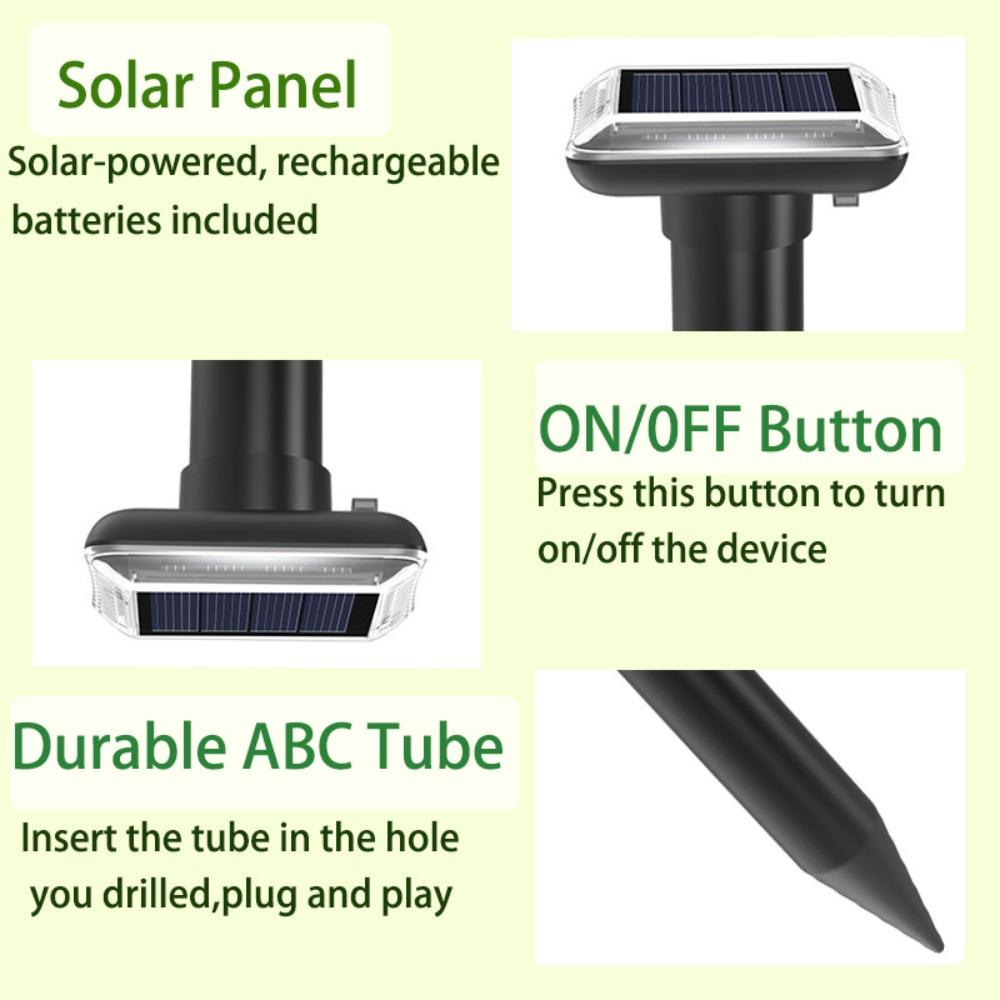 Solar Powered Outdoor IP66 Waterproof Rodent And Snake Repeller for Garden Vegetable Patch Lawn Courtyard