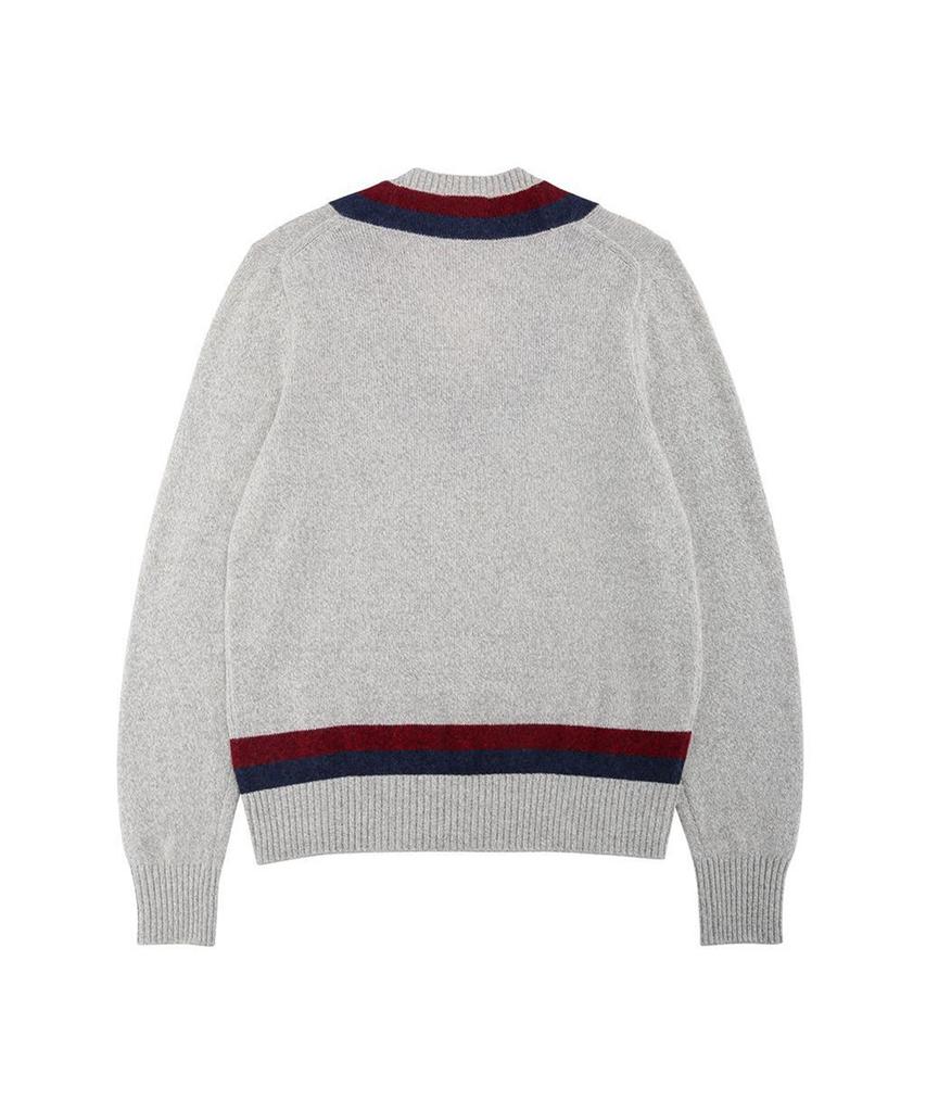 BROOKS BROTHERS Wool Blended Tennis V-Neck Sweater (Grey) (Bbwnmf1057Wdw)