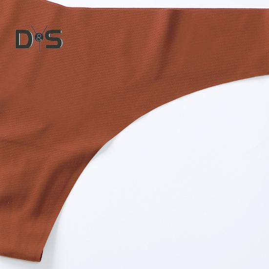 Women Underwear Low-Waisted Ice Silk Seamless Cool Feeling Cotton Crotch Underpants Solid Color Daily Briefs for Home Sleep