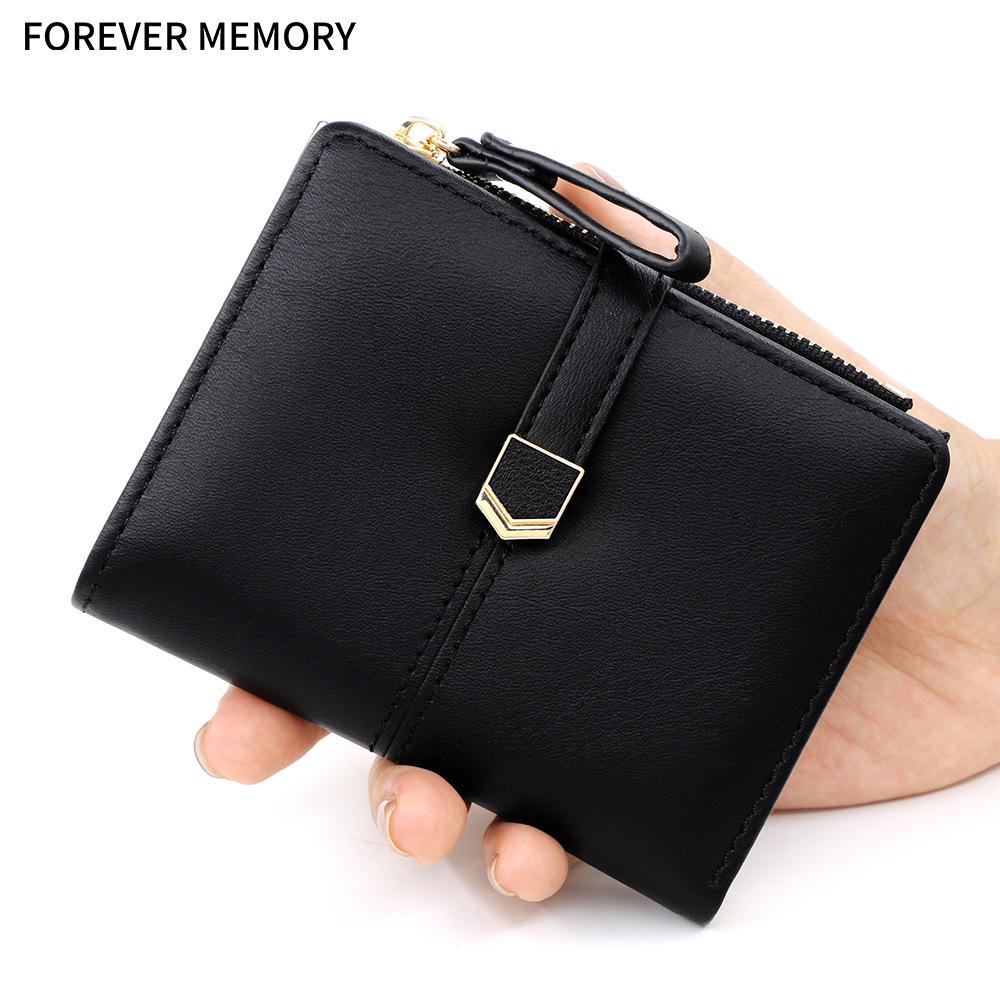 

New Korean Style Solid Color Women s Bifold Wallet - Large Capacity with Zipper Coin Purse чорний