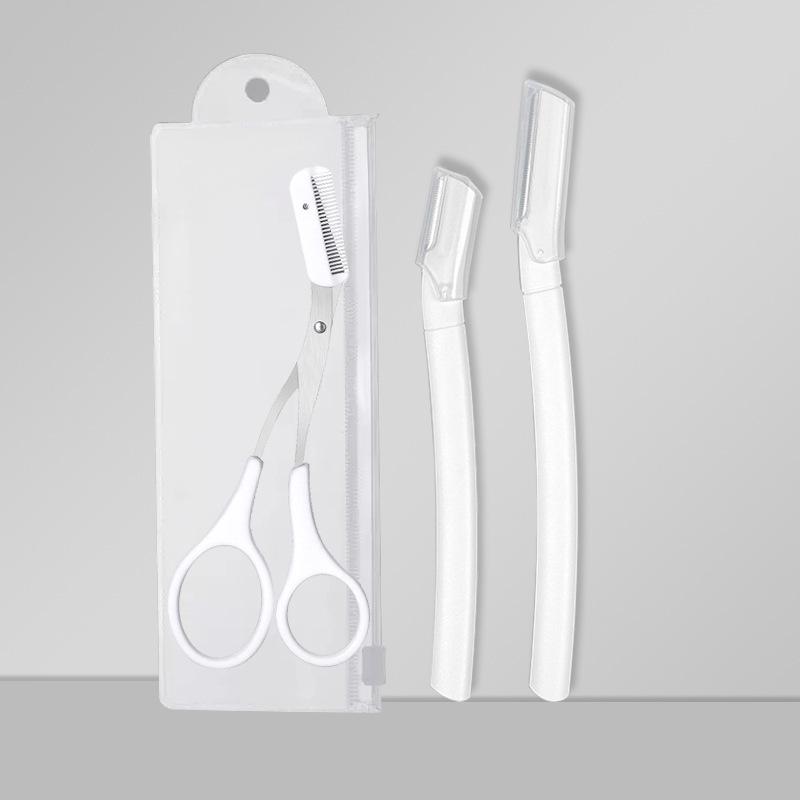 Beginner-Friendly White Eyebrow Shaver Set for Men and Women