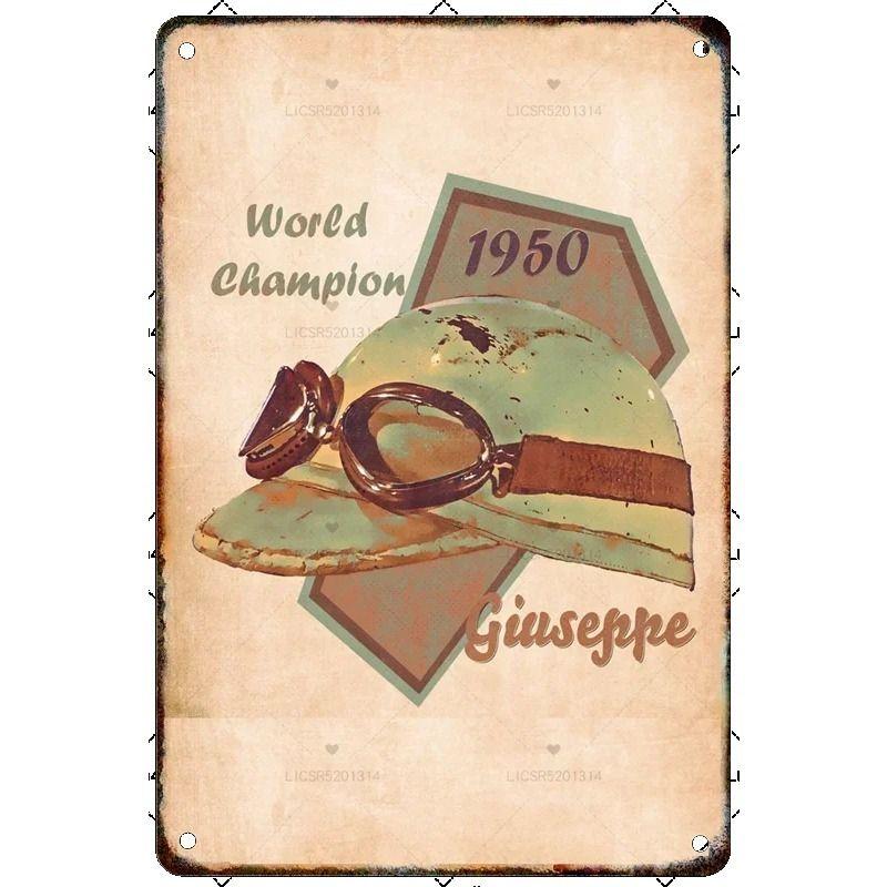 Vintage Formula 1 Helmet Metal Tin Sign Bar Garage Club Wall Decor