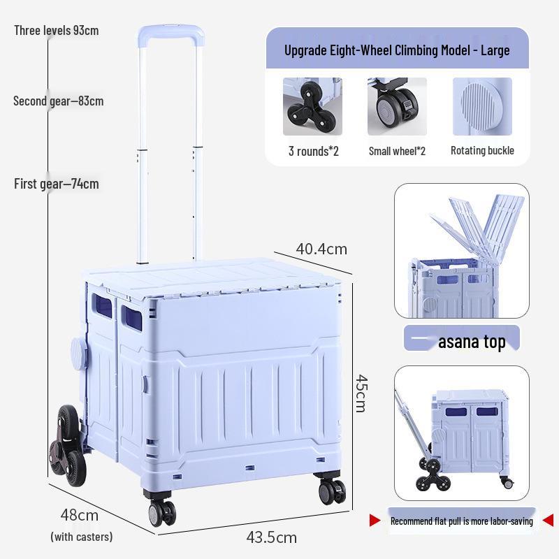 Portable Stair-Climbing Trolley: Folding Cart for Groceries, Camping, and Outdoor Use