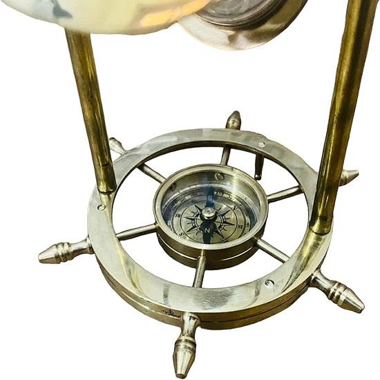 Clepsidră din Alamă și Sticlă cu Nisip Alb pentru Decor de Masă pentru Casă și Birou cu Bază Busolă Clepsidră Decorativă Cel Mai Bun Articol Cadou