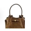 Tory Burch Romy Gold Hardware Split Cowhide Leather Crossbody Tote Bag Women's Brown
