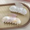 Flower Women Shark Clip Iridescent Acrylic Hair Claw Rhinestone-inlay Hair Claw  Female