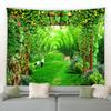 Kinesisk hagelandskap billedvev Vårgrønn bambusbuebro Naturlandskap Veggoppheng Soveromsrom Hjemdekorasjon