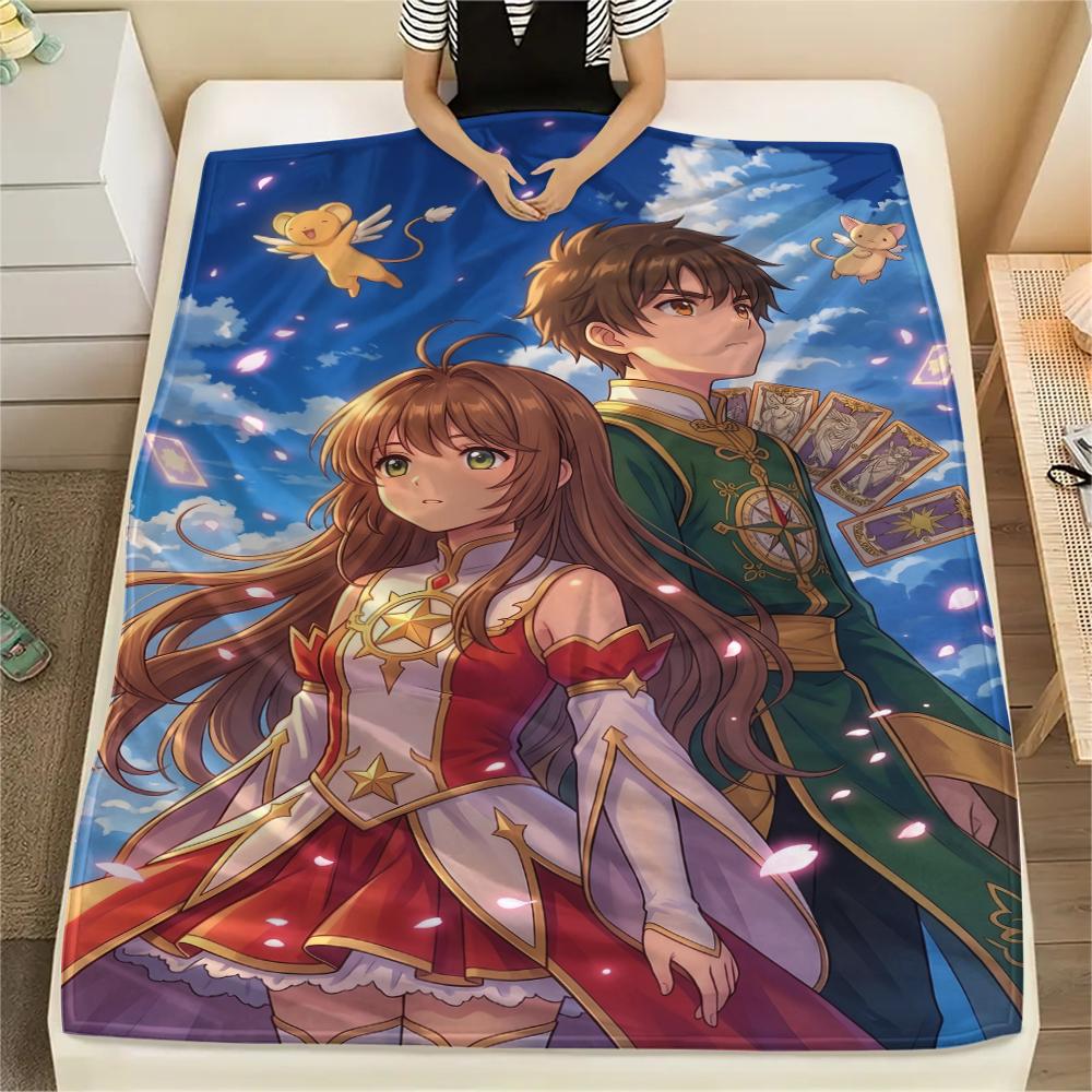 Decorative Cardcaptor Sakura Flannel Blanket Print Warm Comfortable Throw for Sofa Bed Chair Travel Picnic Anime Gift-Xin