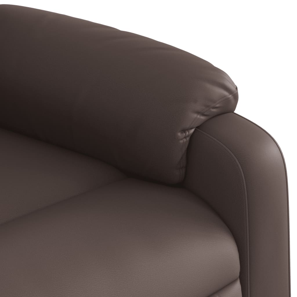 Recliner Chair with Lift Assist Brown Faux Leather