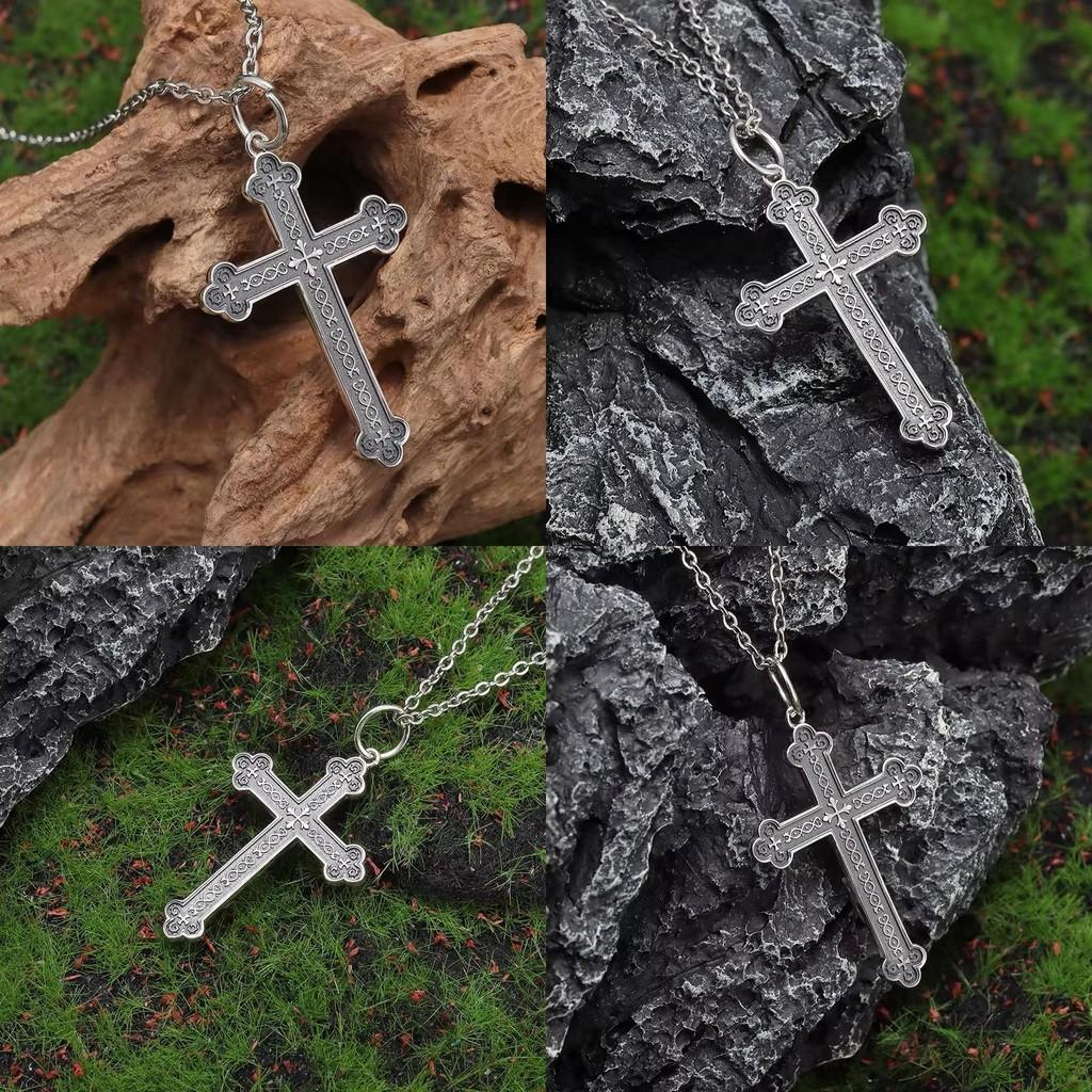 Geometric Retro Cross Necklace Electroplated Finish Unisex Accessory Fashion