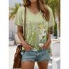 Women's T-Shirt Plant Flower Print Bohemian Style Fashion Casual Street Round Neck Oversized Summer Women's Clothing