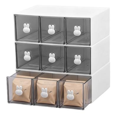 2/3 Pcs Plastic Tea Box Stackable Tea Bag Organizer with 3 Drawers Tea Coffee Storage Box Stationery Organizer Boxes for Cabinet