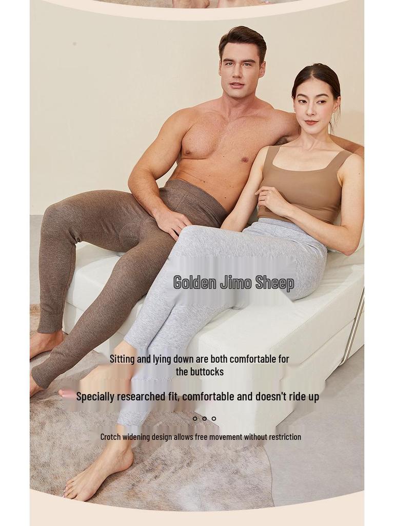 Unisex Double-Layer High-Waisted Wool Cashmere Pants for Autumn/Winter - Thick and Ideal for Middle-Aged and Elderly