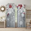 2Pcs Christmas Snowflake And Red Berry Print Polyester Material Window Curtains Rod Pocket Design For Easy Hanging Perfect For