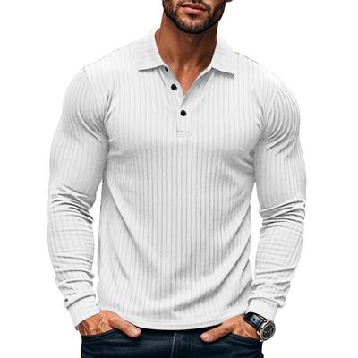Polo da uomo casual a tinta unita con bottoni a maniche lunghe magliette business t-shirt felpe abbigliamento elasticizzato traspirante