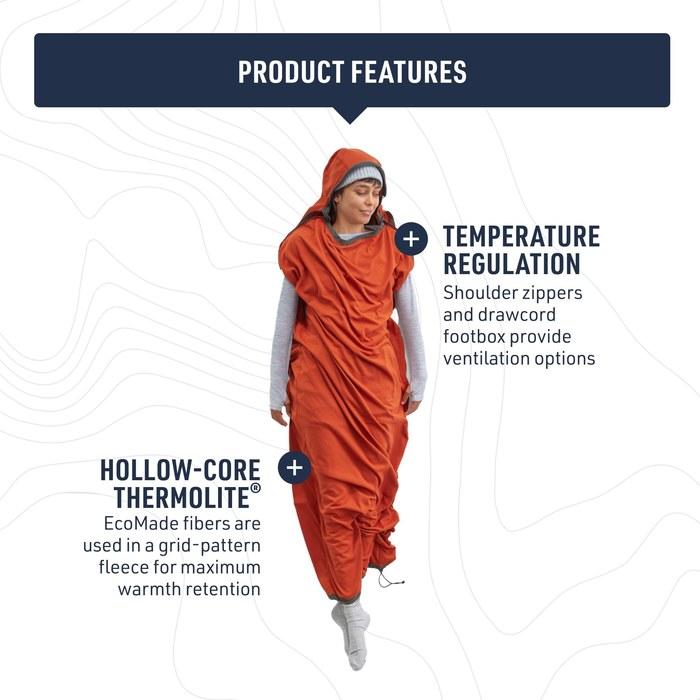 Sea To Summit Reactor Sleeping Bag Liner, Fleece Standard (85 X 31.5"). Orange 85 X 31.5
