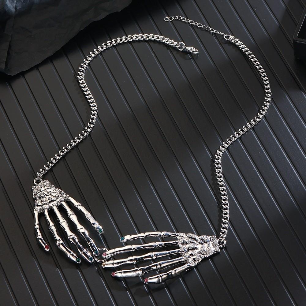 Halloween Skeleton Necklace With Water Wave Chain For Women Halloween Jewelry