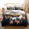 Natural River Bed Quilt Cover Three-Piece Set, Mountain And River Landscape Duvet Cover Set, Quilt Cover