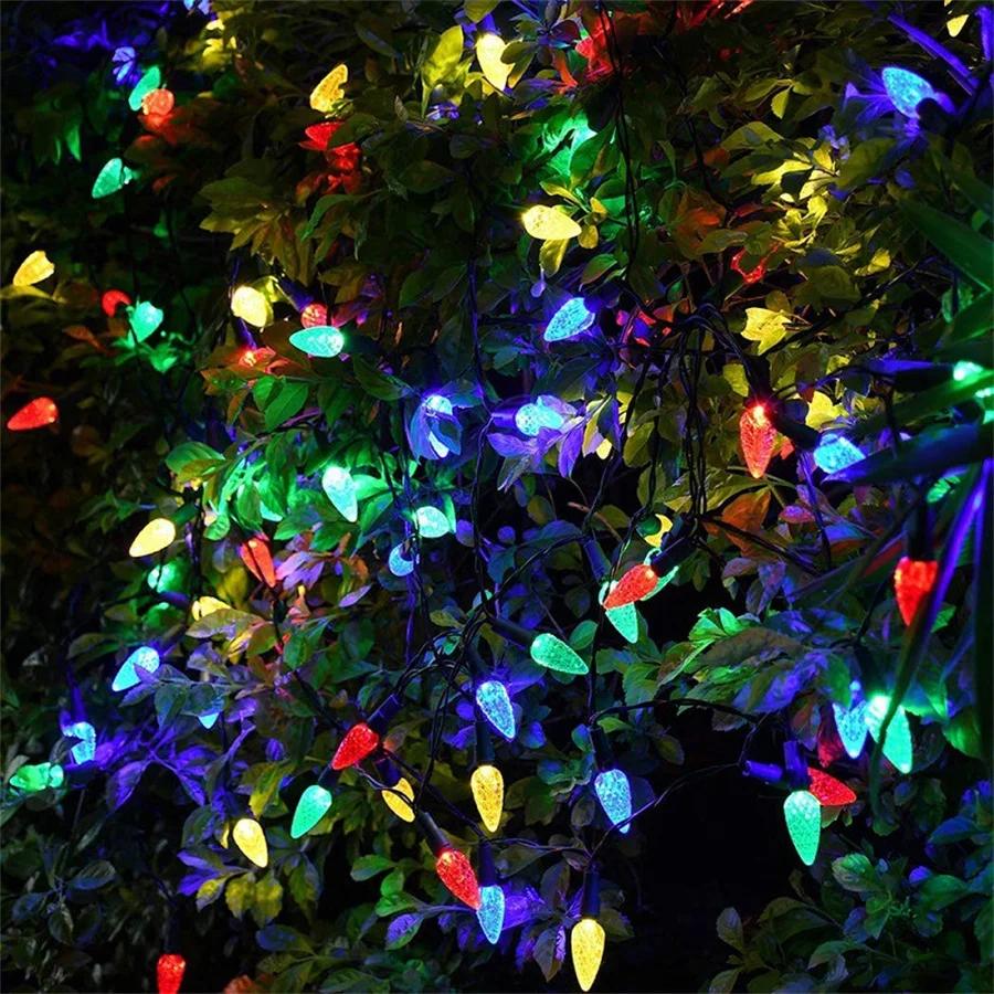 10M 100 LED C6 Solar Christmas Lights Outdoor C6 Christmas Solar String Lights Waterproof Christmas Solar Lights for Tree Decor