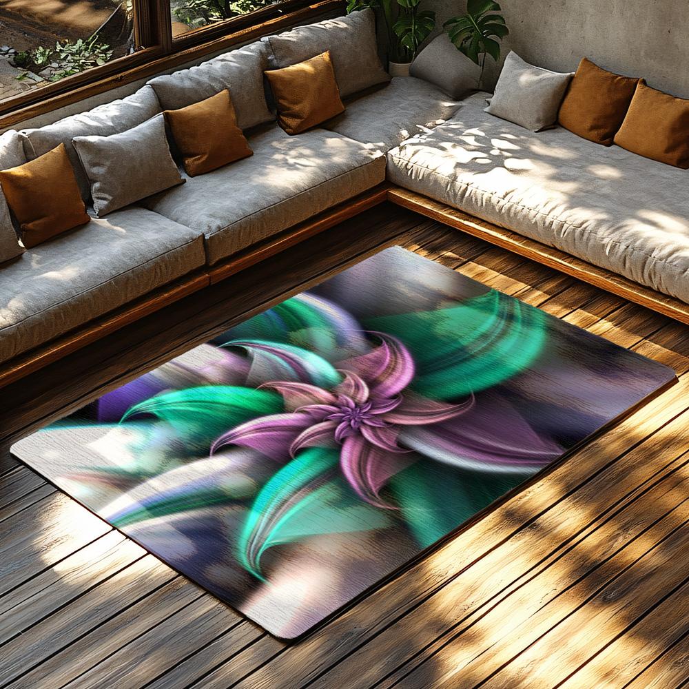 Tuniu Floral Abstract Design Rug Non-Slip Home Decor Living Room Carpet Mat