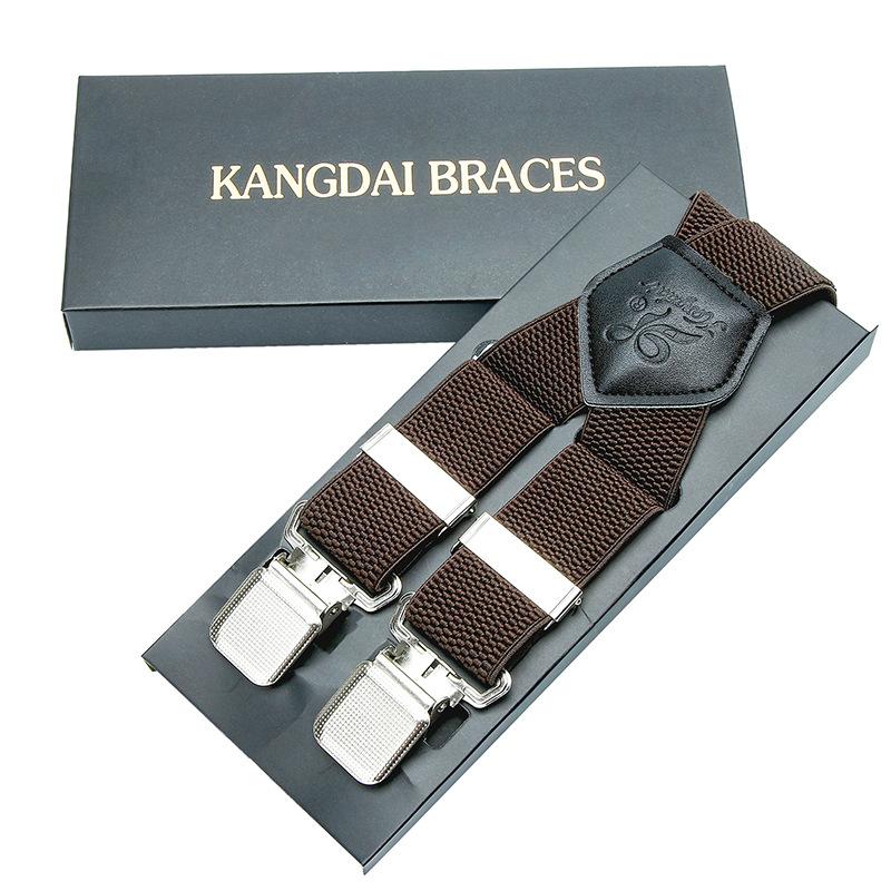 Suit Strap Clip Men'S Anti-Drop Four Clip Buckle 3.5Cm Elastic Elastic Adjustment Dress Suspender Belt