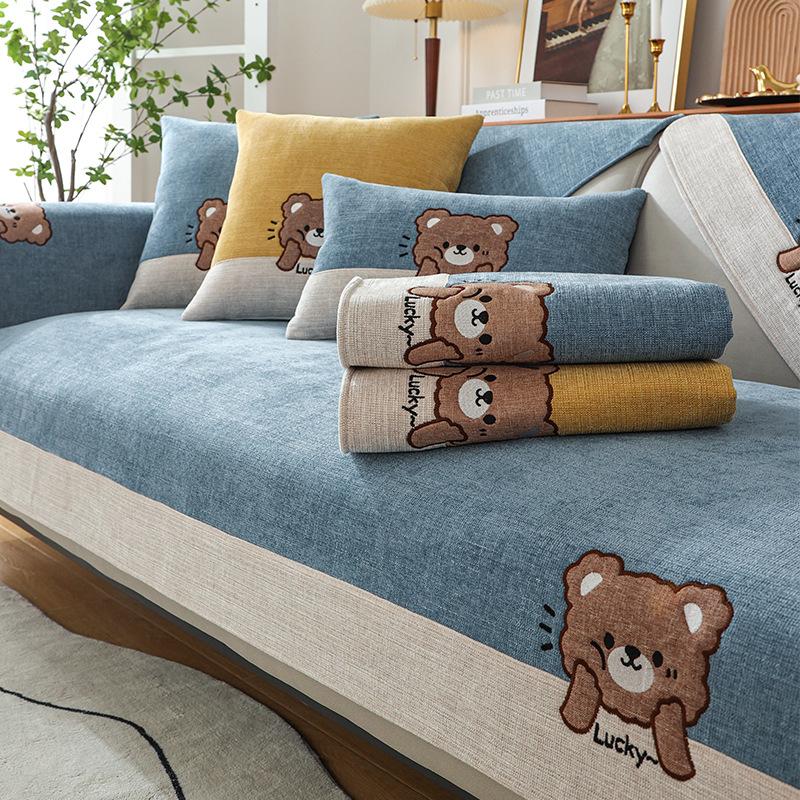 Chenille Sofa Cushion Four Seasons Universal Simple Modern Cartoon Non-Slip Seat Mat All-Inclusive Sofa Cover Blanket Cover Towel