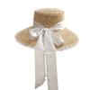 Summer Straw Hat White Edging French Elegant Ladies Seaside Travel Sun Hat Hepburn Style Wide Brim Straw Hat  Chapeau Femme