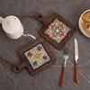 Retro Wood Coaster Heat Resistant Wooden Placemat Pots and Pans Table Protector  Dining Table