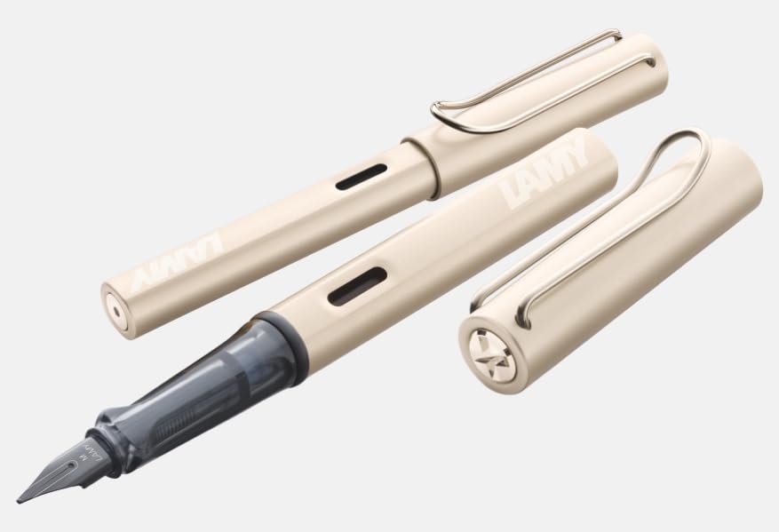 LAMY Lx Palladium Fountain Pen Elegant Aluminum Body with Palladium Stainless Steel Clip Steel Extra Fine Includes LAMY T10 Blue Ink Cartridge -