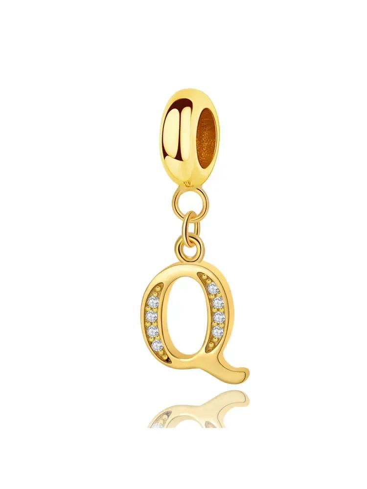 Copper Fashionable 26 Letters Of Charm Bead For Women Fit Bracelets Diy Making Anniversary Gift Fine Ladies Jewelry